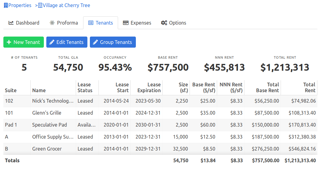 Simple Asset Manager Rent Roll